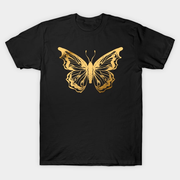 Gold Butterfly T-Shirt by OKUR Creative